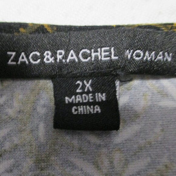 Zac & Rachel top Whimsygoth black & tan bell sleeves stretchy & flowy size 2x - Picture 2 of 9